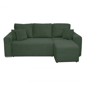 Coltar Canapea BEGA extensibil, cu arcuri si lada depozitare, colt interschimbabil, verde smarald, 240x153x80 cm la reducere