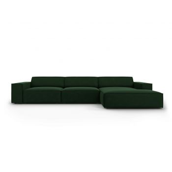 Coltar dreapta 4 locuri, Jodie, Micadoni Home, BL, 284x166x70 cm, catifea, verde bottle la reducere