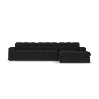 Coltar dreapta 4 locuri, Justin, Micadoni Home, BL, 236x160x72 cm, poliester, negru