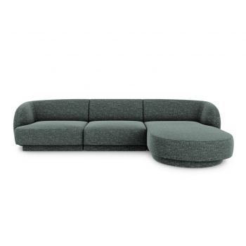 Coltar dreapta 4 locuri, Miley, Micadoni Home, BL, 259x155x74 cm, poliester chenille, albastru petrol la reducere