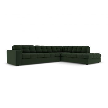 Coltar dreapta 5 locuri, Justin, Micadoni Home, BL, 236x199x72 cm, poliester, verde inchis la reducere