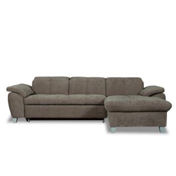 Coltar Extensibil Cu Insula Dreapta Sevilia Lux, 5 Locuri, Tetiere Reglabile, Maro, 272 Cm
