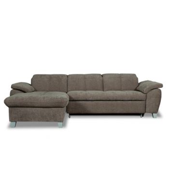 Coltar Extensibil Cu Insula Stanga Sevilia Lux, 5 Locuri, Tetiere Reglabile, Maro, 272 Cm