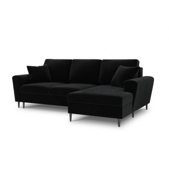 Coltar extensibil dreapta 4 locuri, Moghan, Micadoni Home, BL, 241x145x88 cm, catifea, negru la reducere