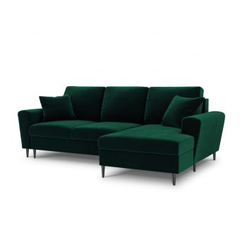 Coltar extensibil dreapta 4 locuri, Moghan, Micadoni Home, BL, 241x145x88 cm, catifea, verde bottle la reducere