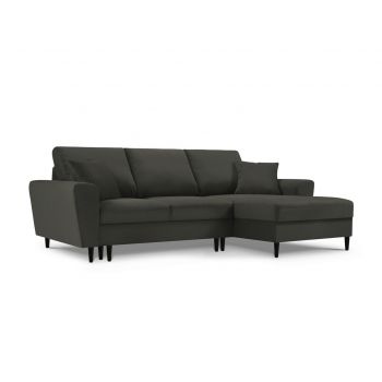 Coltar extensibil dreapta 4 locuri, Moghan, Micadoni Home, BL, 241x145x88 cm, velur, negru