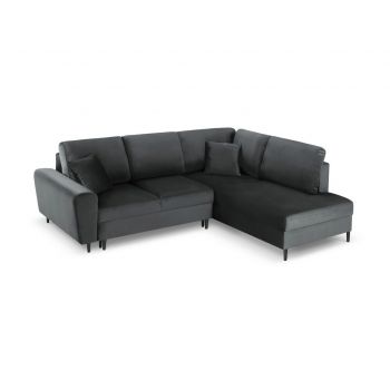 Coltar extensibil dreapta 5 locuri, Moghan, Micadoni Home, BL, 243x194x88 cm, catifea, gri inchis la reducere