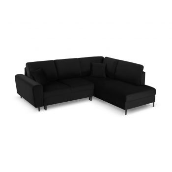 Coltar extensibil dreapta 5 locuri, Moghan, Micadoni Home, BL, 243x194x88 cm, catifea, negru