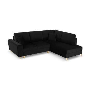 Coltar extensibil dreapta 5 locuri, Moghan, Micadoni Home, GL, 243x194x88 cm, catifea, negru