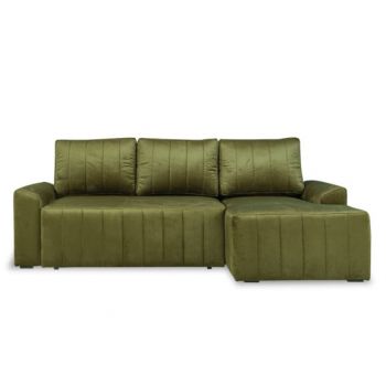 Coltar Extensibil Dreapta Mark, 4 Locuri, Lada Depozitare, Verde Olive, 240 Cm ieftin