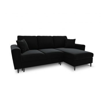 Coltar extensibil reversibil 4 locuri, Moghan, Micadoni Home, BL, 241x145x88 cm, catifea, negru la reducere