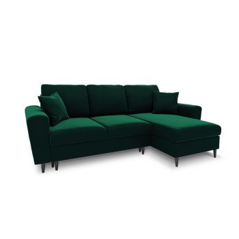 Coltar extensibil reversibil 4 locuri, Moghan, Micadoni Home, BL, 241x145x88 cm, catifea, verde bottle