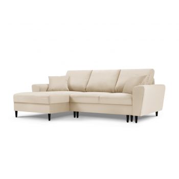 Coltar extensibil stanga 4 locuri, Moghan, Micadoni Home, BL, 241x145x88 cm, velur, bej la reducere