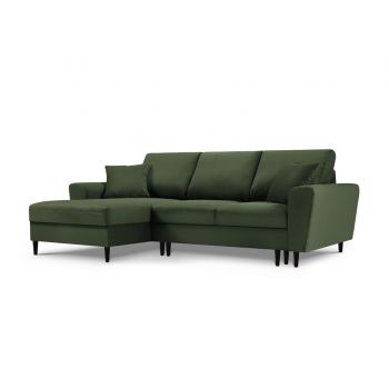 Coltar extensibil stanga 4 locuri, Moghan, Micadoni Home, BL, 241x145x88 cm, velur, verde bottle