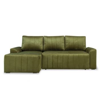 Coltar Extensibil Stanga Mark, 4 Locuri, Lada Depozitare, Verde Olive, 240 Cm ieftin