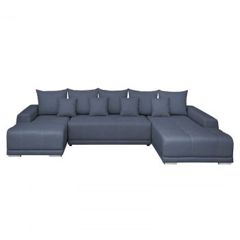 Coltar MARIBO U extensibil, cu arcuri si lada depozitare, colt dreapta, albastru, 350x203x90 cm