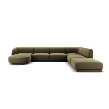 Coltar panoramic dreapta 6 locuri, Miley, Micadoni Home, BL, 327x245x74 cm, catifea, verde