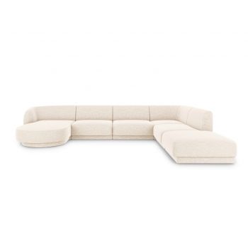 Coltar panoramic dreapta 6 locuri, Miley, Micadoni Home, BL, 327x245x74 cm, poliester chenille, bej deschis