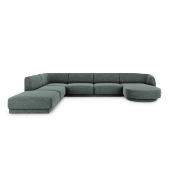 Coltar panoramic stanga 6 locuri, Miley, Micadoni Home, BL, 327x245x74 cm, poliester chenille, albastru petrol la reducere