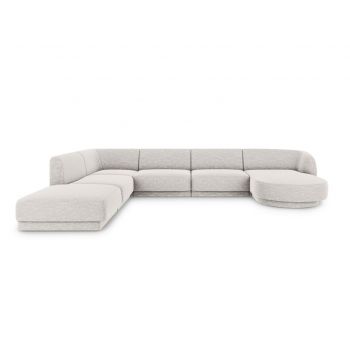 Coltar panoramic stanga 6 locuri, Miley, Micadoni Home, BL, 327x245x74 cm, poliester chenille, gri deschis