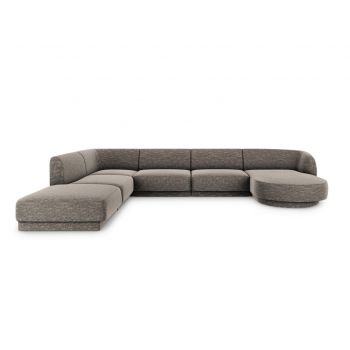 Coltar panoramic stanga 6 locuri, Miley, Micadoni Home, BL, 327x245x74 cm, poliester chenille, gri