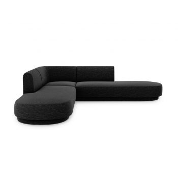 Coltar simetric 5 locuri, Miley, Micadoni Home, BL, 248x248x74 cm, poliester chenille, negru