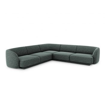 Coltar simetric 5 locuri, Miley, Micadoni Home, BL, 252x252x74 cm, poliester chenille, albastru petrol la reducere