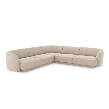 Coltar simetric 5 locuri, Miley, Micadoni Home, BL, 252x252x74 cm, poliester chenille, bej