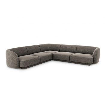 Coltar simetric 5 locuri, Miley, Micadoni Home, BL, 252x252x74 cm, poliester chenille, gri