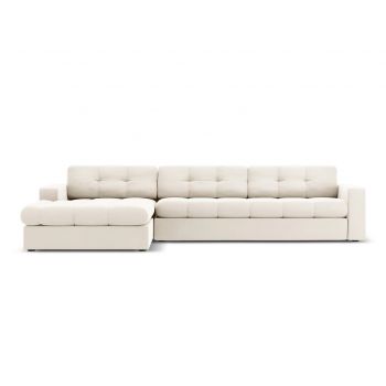 Coltar stanga 4 locuri, Justin, Micadoni Home, BL, 236x160x72 cm, catifea, bej deschis