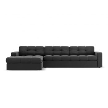 Coltar stanga 4 locuri, Justin, Micadoni Home, BL, 236x160x72 cm, catifea, gri