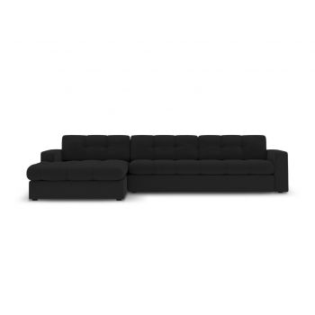 Coltar stanga 4 locuri, Justin, Micadoni Home, BL, 236x160x72 cm, poliester, negru la reducere