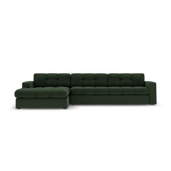 Coltar stanga 4 locuri, Justin, Micadoni Home, BL, 236x160x72 cm, poliester, verde inchis