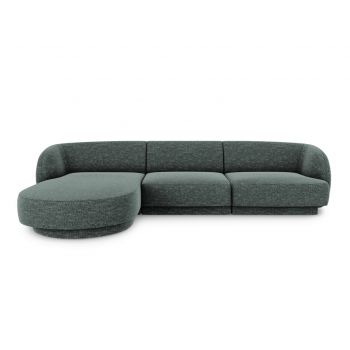 Coltar stanga 4 locuri, Miley, Micadoni Home, BL, 259x155x74 cm, poliester chenille, albastru petrol la reducere