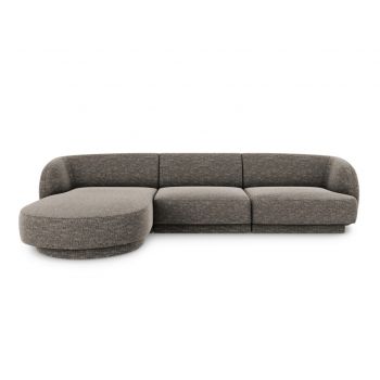 Coltar stanga 4 locuri, Miley, Micadoni Home, BL, 259x155x74 cm, poliester chenille, gri