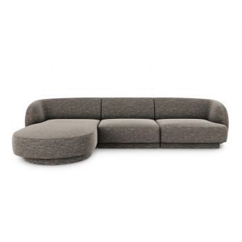 Coltar stanga 4 locuri, Miley, Micadoni Home, BL, 259x155x74 cm, poliester chenille, gri