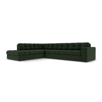 Coltar stanga 5 locuri, Justin, Micadoni Home, BL, 236x199x72 cm, poliester, verde inchis la reducere