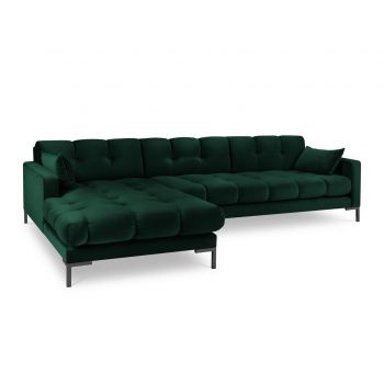 Coltar stanga 5 locuri, Mamaia, Micadoni Home, BL, 293x185x75 cm, catifea, verde bottle