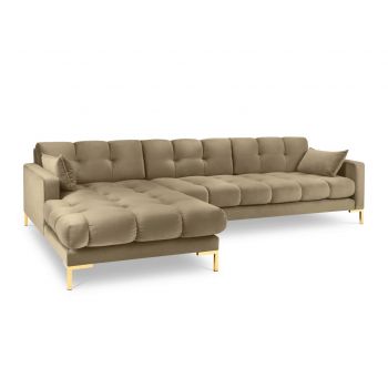 Coltar stanga 5 locuri, Mamaia, Micadoni Home, GL, 293x185x75 cm, catifea, bej