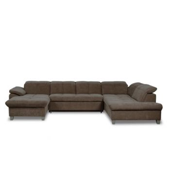 Coltar U Extensibil Sevilia Lux, Dreapta, 6 Locuri, Tetiere Reglabile, Maro, 355 Cm