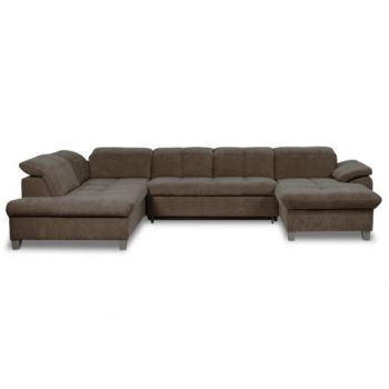 Coltar U Extensibil Sevilia Lux, Stanga, 6 Locuri, Tetiere Reglabile, Maro, 355 Cm