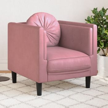 vidaXL Fotoliu canapea cu pernă, roz, catifea ieftina