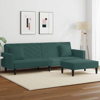 vidaXL Set canapea cu perne, 2 piese, verde închis, catifea ieftina