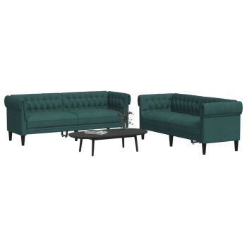 vidaXL Set canapele, 2 piese, verde închis, material textil