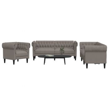 vidaXL Set de canapele, 3 piese, gri taupe, textil