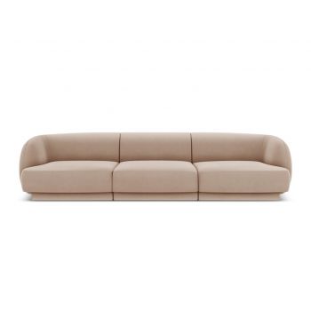 Canapea 3 locuri, Miley, Micadoni Home, BL, 259x85x74 cm, catifea, cappuccino la reducere