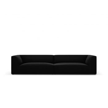 Canapea 4 locuri, Ruby, Micadoni Home, BL, 302x93x69 cm, catifea, negru la reducere