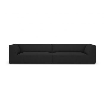 Canapea 4 locuri, Ruby, Micadoni Home, BL, 302x93x69 cm, poliester, negru la reducere