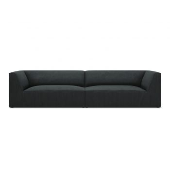 Canapea 4 locuri, Ruby, Micadoni Home, BL, 302x93x69 cm, velur, negru