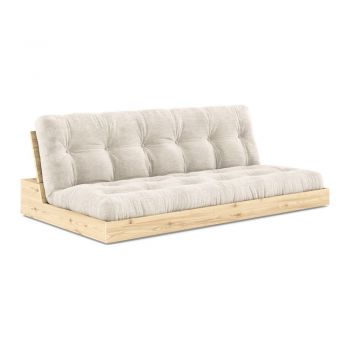 Canapea albă extensibilă cu tapițerie din catifea reiată 196 cm Base – Karup Design la reducere